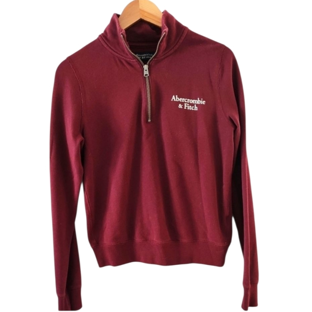 ABERCROMBIE AND FITCH Soft AF Collection Burgundy 1/4 Zip Hoodie Size XS
